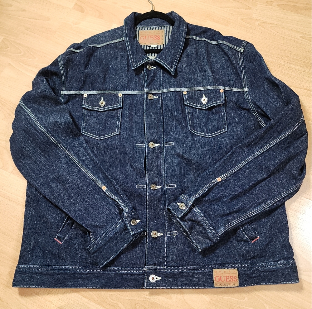 Guess Darkwash Denim Jacket Button Front Men's Size 4XL